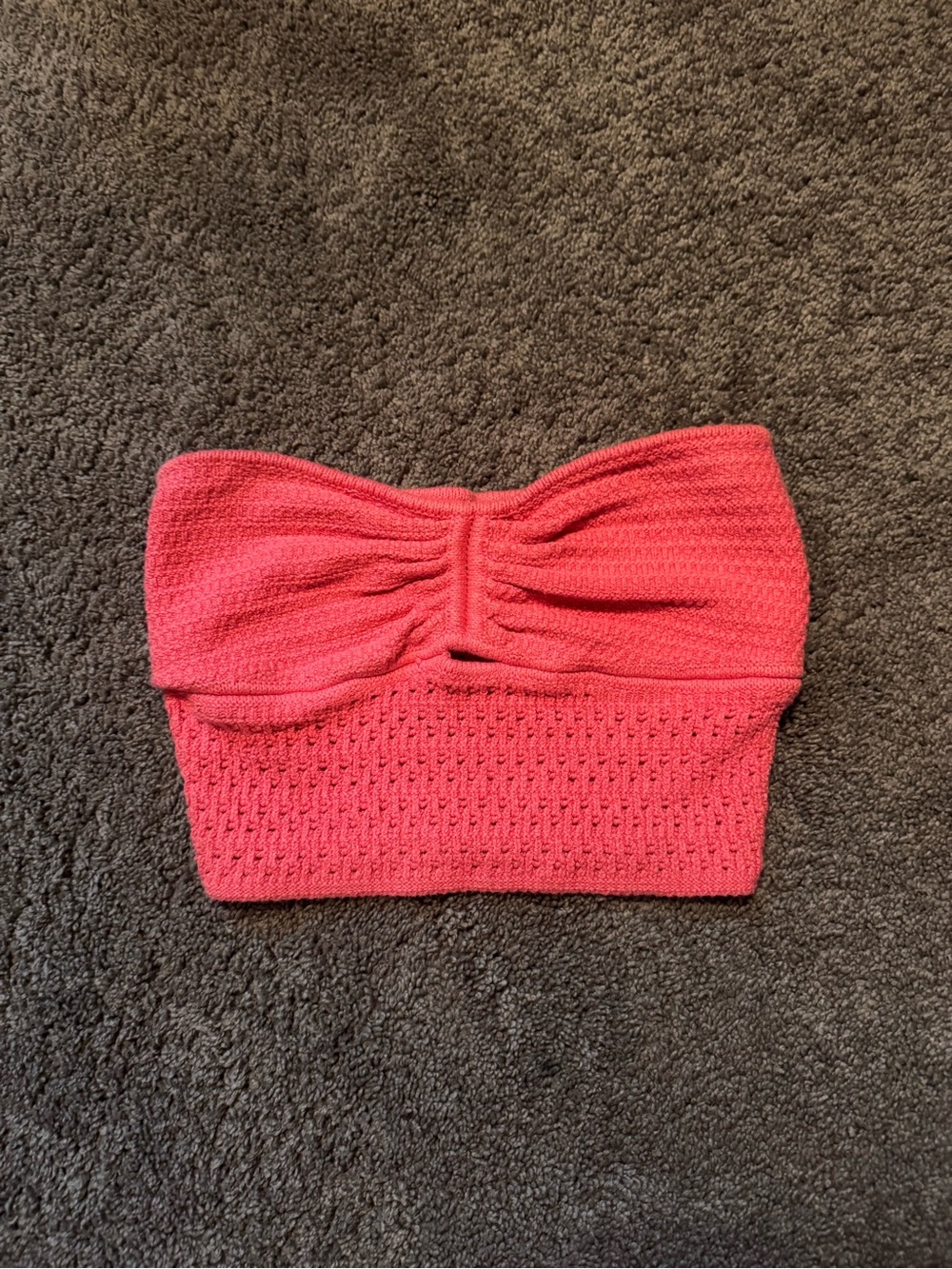 American Eagle Outfitters Coral-knit Strapless Tube Crop Top